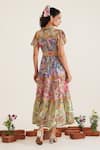 Shop_Sunandini_Multi Color 100% Cotton Printed Floral Mandarin Collar Florence Tiered Dress _at_Aza_Fashions