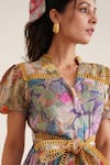 Buy_Sunandini_Multi Color 100% Cotton Printed Floral Mandarin Collar Florence Tiered Dress 