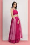 Buy_Bha sha_Magenta Choli And Lehenga Georgette Embroidery Mirror Sweetheart Aaradhyta Set _Online_at_Aza_Fashions