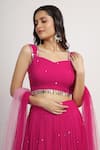 Shop_Bha sha_Magenta Choli And Lehenga Georgette Embroidery Mirror Sweetheart Aaradhyta Set _Online_at_Aza_Fashions