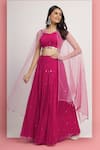 Buy_Bha sha_Magenta Choli And Lehenga Georgette Embroidery Mirror Sweetheart Aaradhyta Set _at_Aza_Fashions