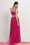 Shop_Bha sha_Magenta Choli And Lehenga Georgette Embroidery Mirror Sweetheart Aaradhyta Set _at_Aza_Fashions