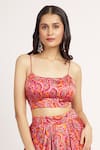 Bha sha_Magenta Modal Satin Print Sweet Tamarind Scoop Bella Draped Skirt With Bustier _Online_at_Aza_Fashions