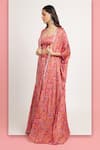 Buy_Bha sha_Magenta Modal Satin Print Sweet Bella Kaftan Style Cape And Draped Skirt Set _Online_at_Aza_Fashions