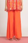 Buy_Bha sha_Orange Crepe Embroidery Floral Square Hridiya Sequin Flared Tunic With Pant _Online_at_Aza_Fashions