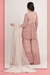 Shop_Bha sha_Pink Tunic And Sharara Georgette Print Sweet Tamarind Mallika Peplum & Set _at_Aza_Fashions