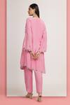 Shop_Bha sha_Pink Kurta Crepe Embroidery Mirror Round Rakhi A-line With Pant _at_Aza_Fashions