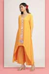 Buy_Bha sha_Orange Tunic Crepe Embroidery Resham V-neck Shaheen High Low With Pant _Online_at_Aza_Fashions