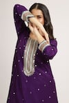 Buy_Bha sha_Purple Tunic Crepe Embroidery Sequins Round Zainab Mirror High Low With Pant _Online_at_Aza_Fashions