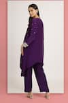 Shop_Bha sha_Purple Tunic Crepe Embroidery Sequins Round Zainab Mirror High Low With Pant _at_Aza_Fashions