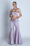 Buy_ORU PRET_Purple Satin Solid Sweetheart Bustier With Sharara _at_Aza_Fashions