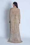 Shop_ORU PRET_Gold Shimmer Pleated Hand Embroidered Crystals V Neck Kaftan _at_Aza_Fashions