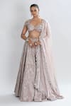 Buy_ORU PRET_Pink Shimmer Crepe Hand Embroidered Sequin Sweetheart Lehenga Blouse Set _at_Aza_Fashions