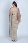 Shop_ORU PRET_Gold Shimmer Pleated Hand Embroidered Sequin One Pre-draped Saree With Blouse _at_Aza_Fashions