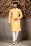 Buy_Arihant Rai Sinha_Yellow Embroidery Floral Butti Pattern Kurta_at_Aza_Fashions
