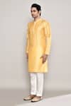 Buy_Arihant Rai Sinha_Yellow Embroidery Floral Butti Pattern Kurta_Online_at_Aza_Fashions