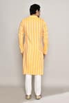 Shop_Arihant Rai Sinha_Yellow Banaras Chanderi Woven Floral Stripe Pattern Kurta _at_Aza_Fashions