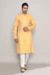 Buy_Arihant Rai Sinha_Yellow Banaras Chanderi Woven Floral Stripe Pattern Kurta 