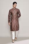 Arihant Rai Sinha_Brown Chanderi Jacquard Woven Diamond Butti Pattern Kurta _at_Aza_Fashions