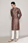 Buy_Arihant Rai Sinha_Brown Chanderi Jacquard Woven Diamond Butti Pattern Kurta 