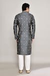 Shop_Arihant Rai Sinha_Grey Chanderi, Jacquard Embroidery Floral Diamond Butti Pattern Kurta _at_Aza_Fashions