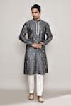 Buy_Arihant Rai Sinha_Grey Chanderi, Jacquard Embroidery Floral Diamond Butti Pattern Kurta 