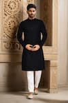 Buy_Arihant Rai Sinha_Black Cotton Embroidery Geometric Kurta _at_Aza_Fashions
