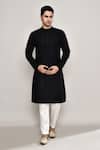 Arihant Rai Sinha_Black Cotton Embroidery Geometric Kurta _at_Aza_Fashions
