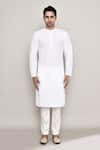 Arihant Rai Sinha_White Cotton Embroidery Geometric Straight Kurta _Online_at_Aza_Fashions