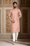 Buy Arihant Rai Sinha Peach Silk, Jacquard Abstract Butti Pattern Kurta at Aza Fashions Buy_Arihant Rai Sinha_Peach Silk, Jacquard Abstract Butti Pattern Kurta _at_Aza_Fashions