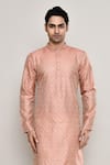 Buy Arihant Rai Sinha Peach Silk, Jacquard Abstract Butti Pattern Kurta Online at Aza Fashions Buy_Arihant Rai Sinha_Peach Silk, Jacquard Abstract Butti Pattern Kurta _Online_at_Aza_Fashions