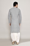 Shop_Arihant Rai Sinha_Blue Cotton Embroidery Flower Jaal Kurta _at_Aza_Fashions