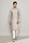 Buy_Arihant Rai Sinha_Grey Chanderi Jacquard Woven Bloom Crest Kurta 