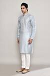 Shop_Arihant Rai Sinha_Blue Chanderi Jacquard Woven Blossom Crest Kurta _Online_at_Aza_Fashions
