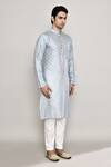 Arihant Rai Sinha_Blue Chanderi Jacquard Woven Blossom Crest Kurta _at_Aza_Fashions
