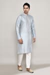 Shop_Arihant Rai Sinha_Blue Chanderi Jacquard Woven Blossom Crest Kurta 