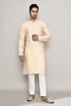 Buy_Arihant Rai Sinha_Off White Brocade Embroidery Vintage Crest Banaras Dobby Kurta _Online_at_Aza_Fashions