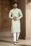 Buy_Arihant Rai Sinha_Green Chanderi Lace Flora Vine Woven Kurta _at_Aza_Fashions