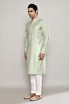 Arihant Rai Sinha_Green Chanderi Lace Flora Vine Woven Kurta _at_Aza_Fashions