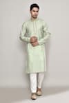 Buy_Arihant Rai Sinha_Green Chanderi Lace Flora Vine Woven Kurta 