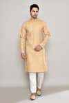 Buy_Arihant Rai Sinha_Beige Slub Embroidery Flora Jaal Kurta 