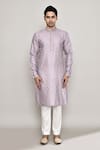 Buy_Arihant Rai Sinha_Purple Chanderi, Jacquard Lace Ditsy Crest Woven Kurta _Online_at_Aza_Fashions