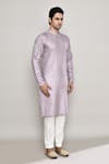 Arihant Rai Sinha_Purple Chanderi, Jacquard Lace Ditsy Crest Woven Kurta _at_Aza_Fashions