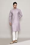 Buy_Arihant Rai Sinha_Purple Chanderi, Jacquard Lace Ditsy Crest Woven Kurta 