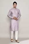 Shop_Arihant Rai Sinha_Purple Chanderi, Jacquard Lace Ditsy Crest Woven Kurta 