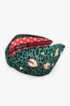 Buy_Moyolu_Green Embroidery Cheetah Print Headband _at_Aza_Fashions