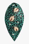 Shop_Moyolu_Green Embroidery Cheetah Print Headband _at_Aza_Fashions