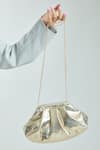 Shop_Boxwish By Bhumika_Gold Textured Vintage Cloud Clutch Bag _at_Aza_Fashions