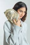 Buy_Boxwish By Bhumika_Gold Textured Vintage Cloud Clutch Bag 