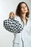 Buy_Boxwish By Bhumika_Silver Woven Vintage Cloud Pyramid Clutch Bag _Online_at_Aza_Fashions